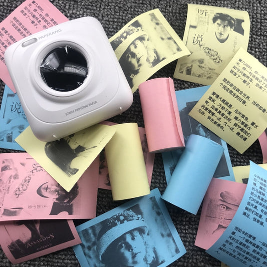 Pastel thermal label sticker rolls with photo-style printed label strips