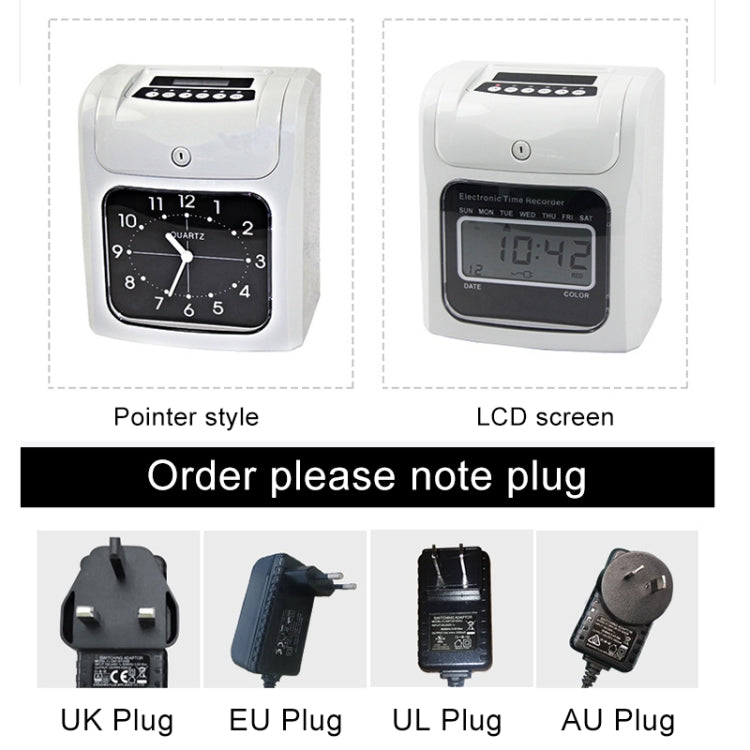 LCD Screen Electronic Time Clock Paper Card English Attendance Machine Punch Machine, Support Music Bell, LCD Screen