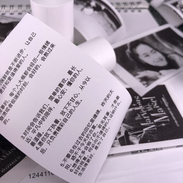 Close-up of white thermal label paper with printed text