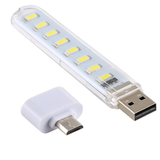 Portable USB LED book light with micro connector and clear LED light bar
