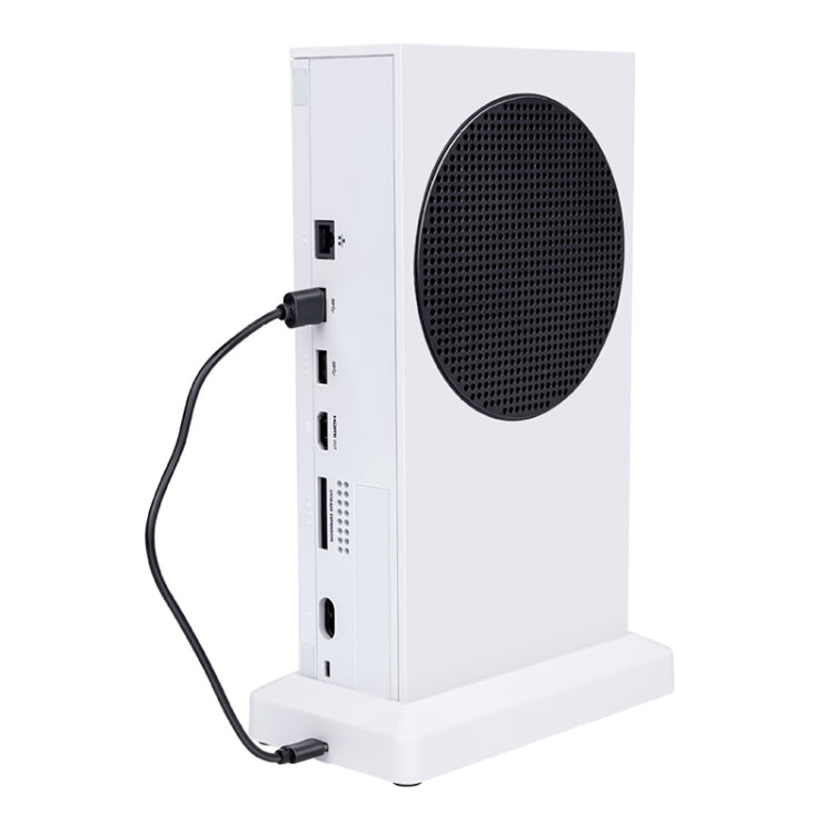 White cooling fan base with side USB ports and oval vent; power cable attached