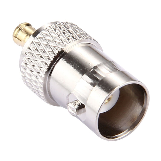 BNC-female to MCX-male adapter connector, silver with gold inner contact