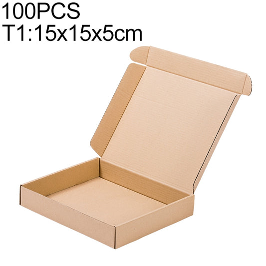 100 PCS Kraft Paper Shipping Box Packaging Box, Size: T1, 15x15x5cm, 15x15x5cm