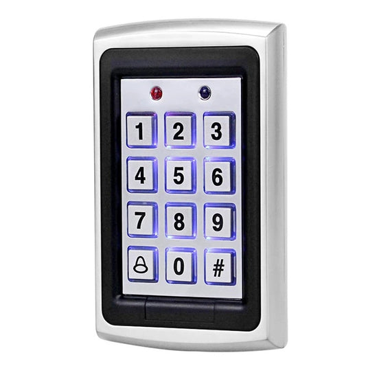 Stainless steel keypad access control unit with illuminated number keys 0-9 and #