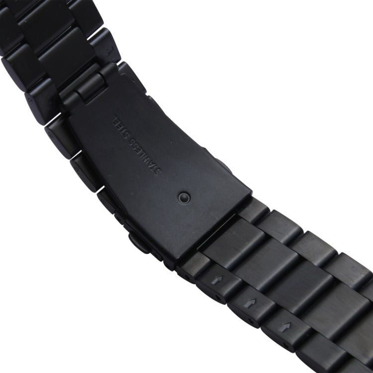 Black watch band underside and clasp lever, branding on clasp plate visible