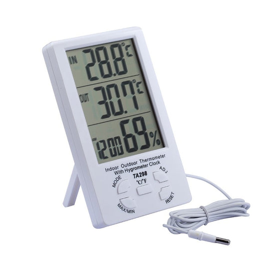 TA298 Digital LCD Humidity / Hygrometer and Thermometer with Extra Sensor Cable, TA298