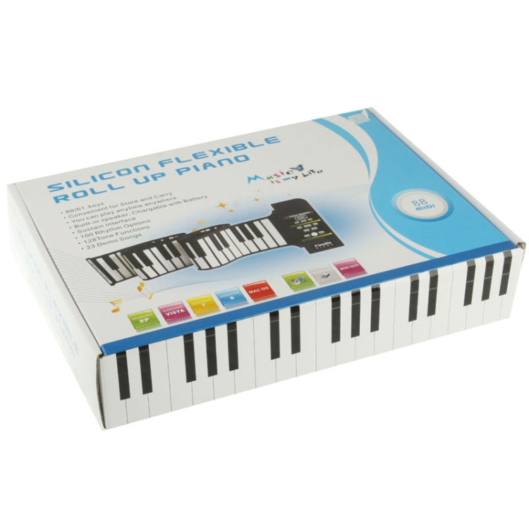 Silicone flexible roll-up piano retail box with keyboard graphic