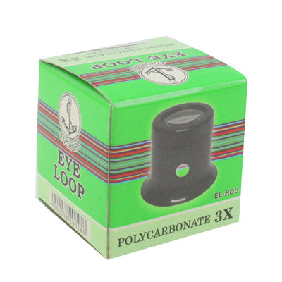 Green polycarbonate 3X eye loop watch magnifier box