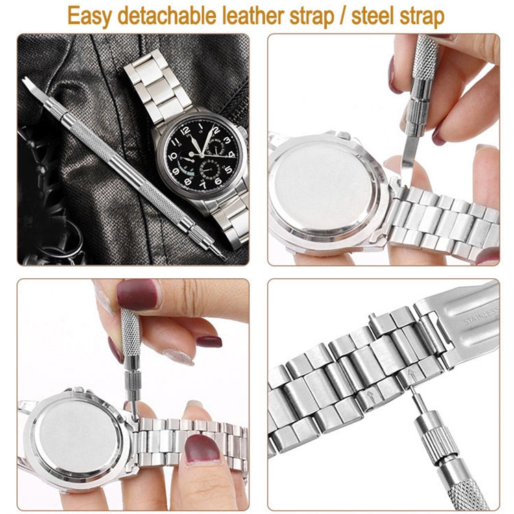 Strap handling tool used on a steel watch bracelet and watch spring bars
