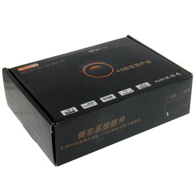 Waterproof wired rear view camera product box with label and accessory details