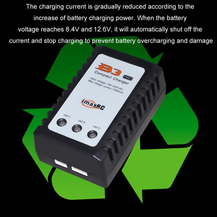 ImaxRC compact charger with indicator lights and vented heat-sink fins