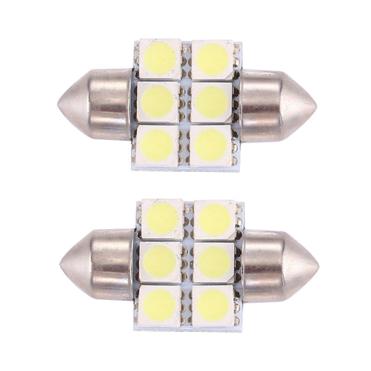 2 PCS 31mm Super White 6 LED Car Bulb Reading Light, 31mm