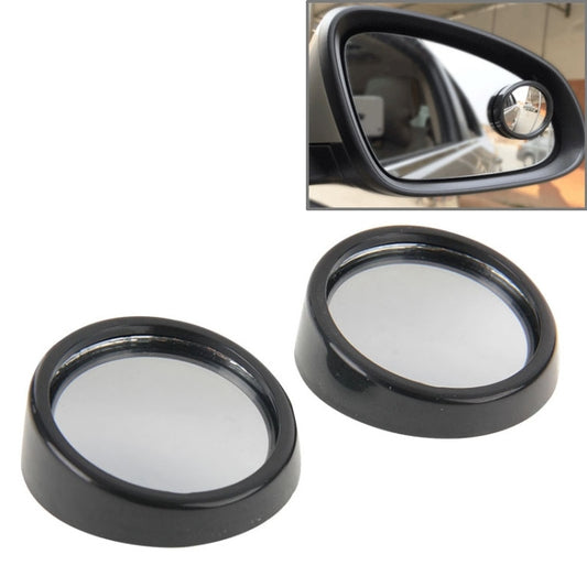 Set of 2 black round blind spot mirrors with clear convex glass for car side mirrors