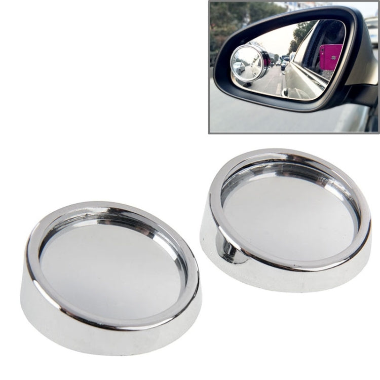Set of 2 silver round blind spot mirrors with clear convex glass for car side mirrors