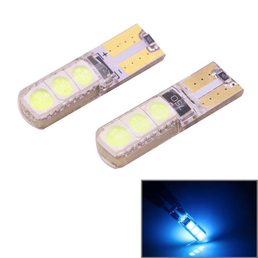 Ice blue LED T10 bulbs, 2-pack, two small circuit boards with 6 LED chips each