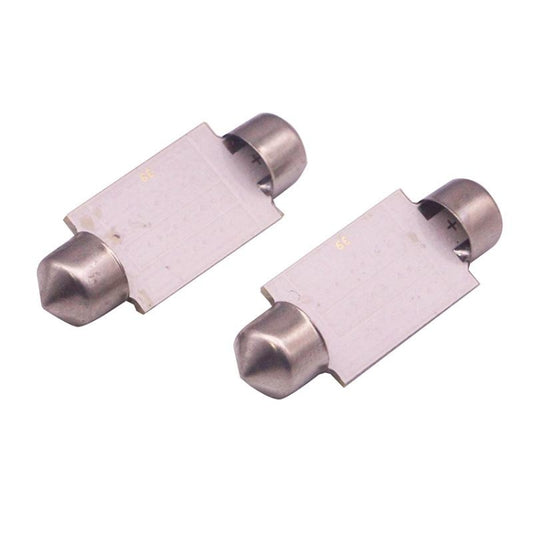 Pair of COB LED license plate bulbs, rectangular light panels with metal end caps