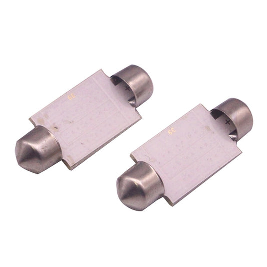 41mm COB LED license plate bulbs, 2-pack, metal bases with rear markings on terminals