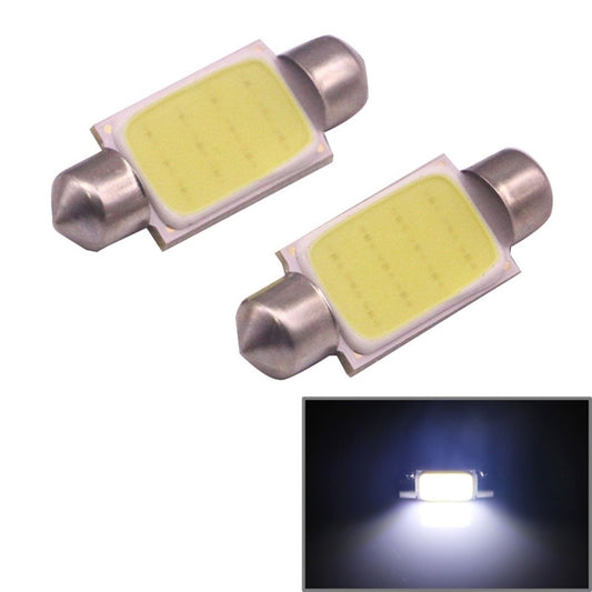 COB LED license plate bulbs, 41mm, 2-pack, metal bases with yellow LED chips