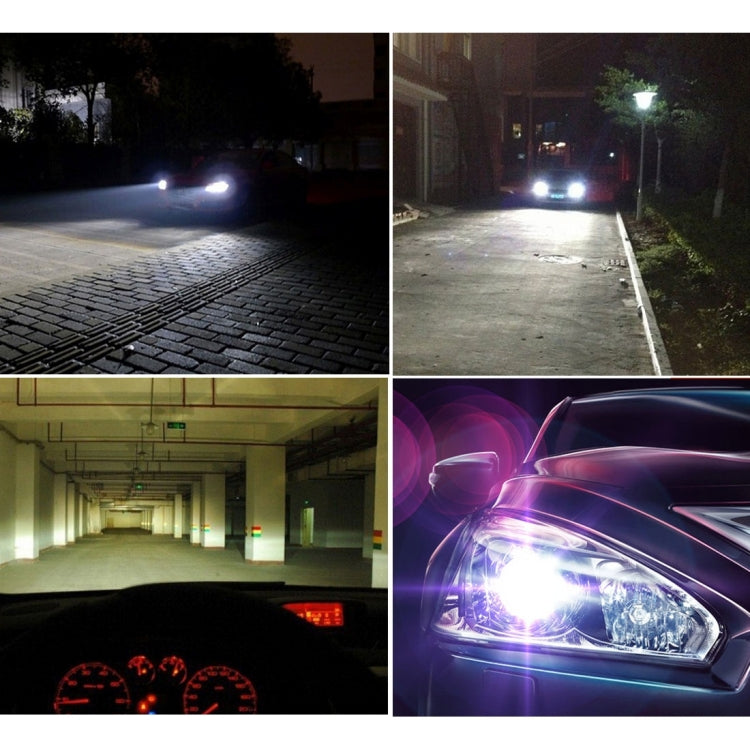 HID xenon headlight beam output in dark settings on road and driveway
