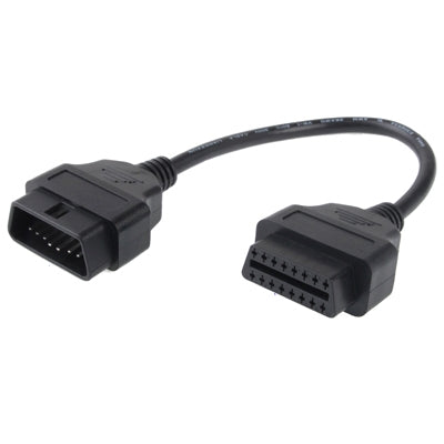 OBDII diagnostic cable, 16-pin male-to-male black connector lead