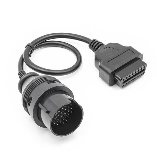 16-pin to 38-pin OBDII diagnostic cable with male connector ends, black