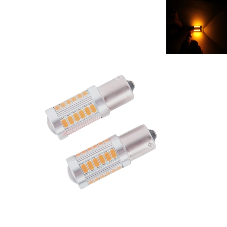 1156 LED car brake light bulb pair with orange-yellow 33 SMD LEDs