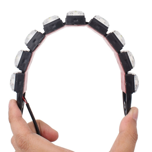 Flexible LED daytime running light strip bent into an oval shape, showing multiple LED modules