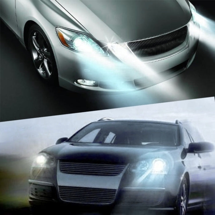 LED T15 bulb installed on car headlight area, bright white beam illumination