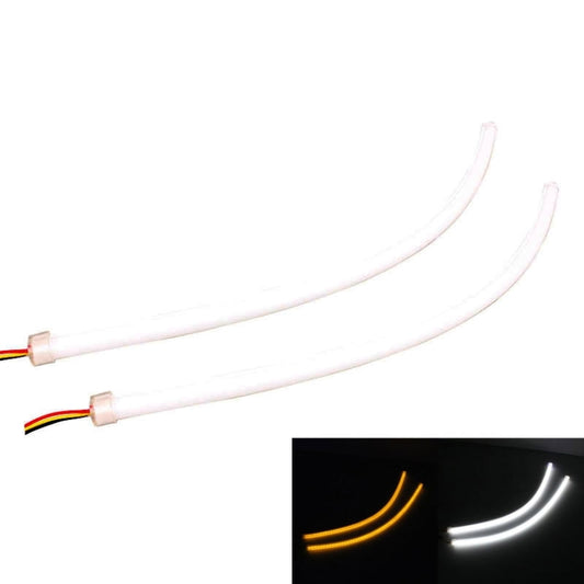 Wired LED tube DRL lamps, two white tubes with multi-color wire leads and end caps
