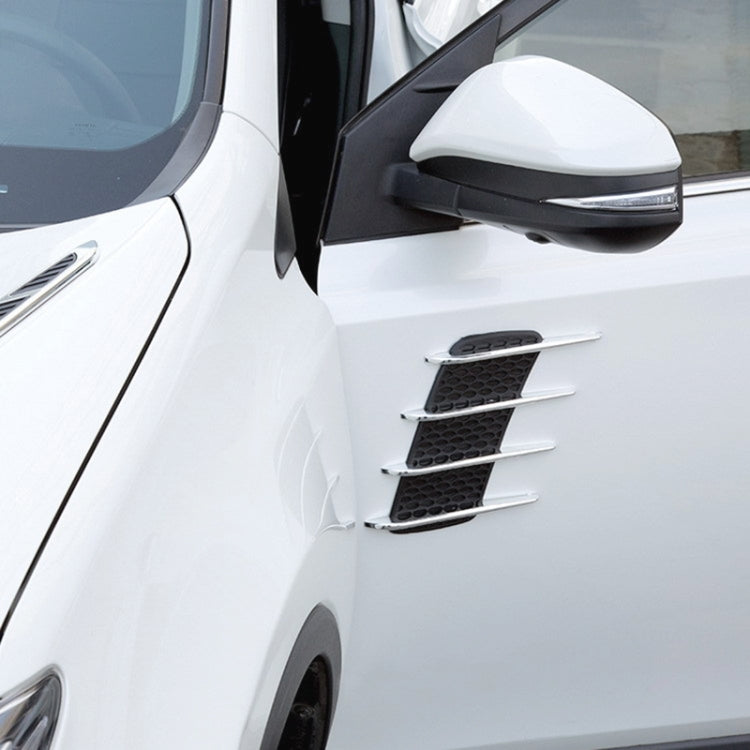 Car door side decorative stickers: black honeycomb stripes with silver trim