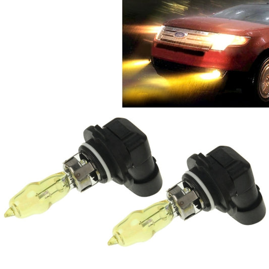 HOD 9005 halogen headlight bulbs, two black bases with clear yellow lamp bulbs