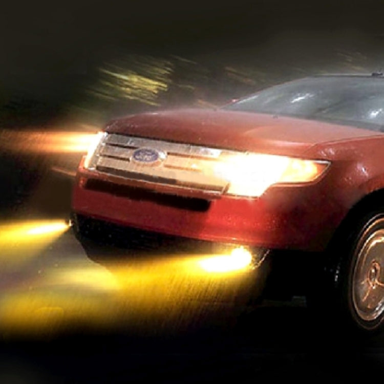 H11 halogen headlight bulbs producing a warm yellow light beam