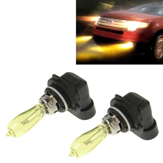 Pair of 9006 halogen bulbs with black base and yellow glass, two included