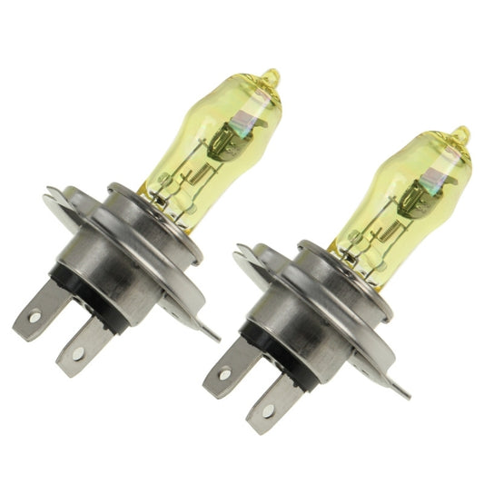H4 halogen headlight bulbs, clear yellow glass lamps with metal bases