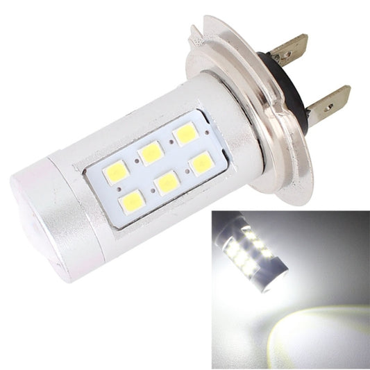 H7 LED fog light bulb with silver housing and white LED chip array