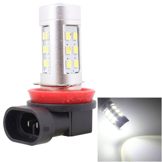 Pair of H11 LED fog light bulbs, white LED chips, red/black base and plug