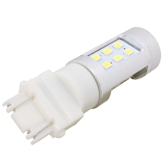 White T25 LED brake bulb side view, dual-wire pins, 21 SMD LEDs
