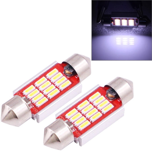 LED license plate LED bulbs, 36mm 2-pack, silver ends with red LED board
