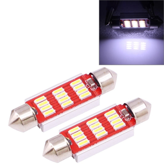 2-piece 39mm LED license plate bulbs, red circuit boards with silver metal caps
