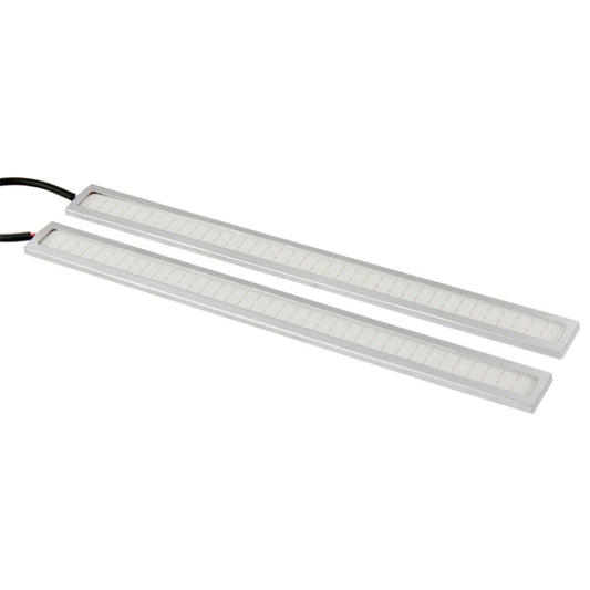 Two slim LED light bars with white housings and LED strip detail, no wiring shown