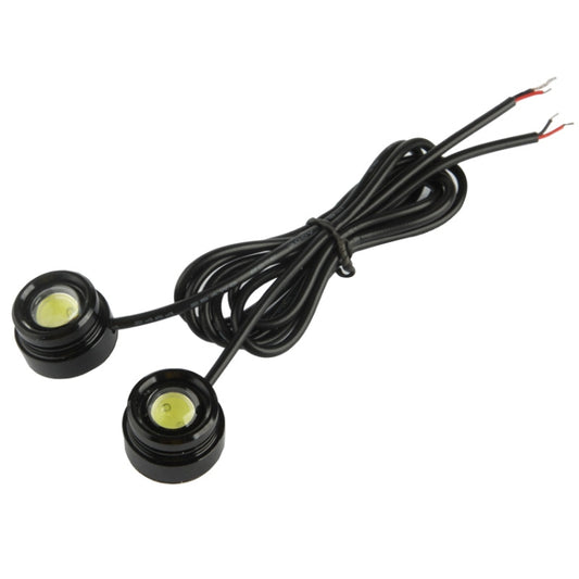 Vehicle LED eagle-eye light set with two round black housings and yellow LED chips