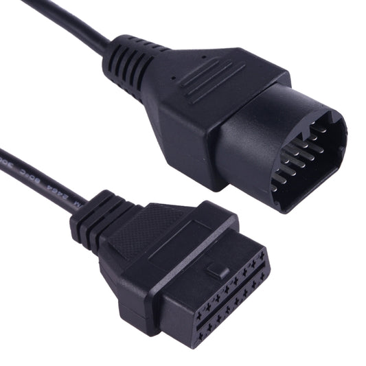 17-pin to 16-pin OBD-II diagnostic cable with black connectors, two ends visible