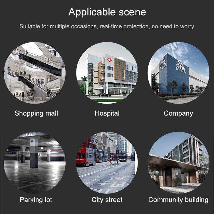 4-channel video balun with illustrated venue use-case icons for security systems