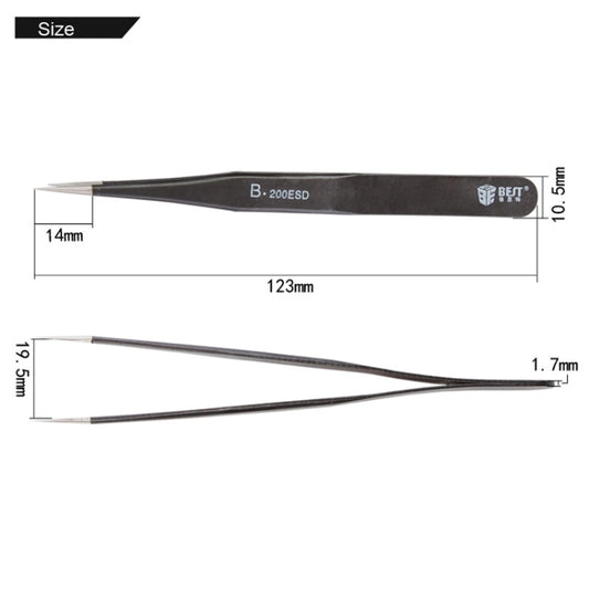 BEST BST-200ESD 202 Stainless Steel Anti-static Tip Tweezers, BST-200ESD
