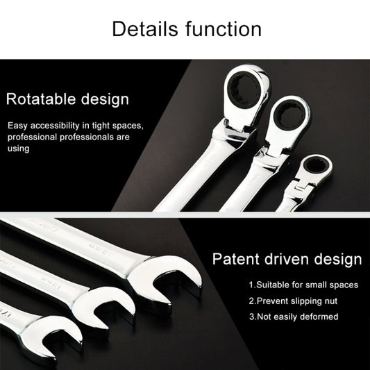 12mm Dual-use Opening Plum Ratcheting Angled Wrench , Length: 16.5cm, 12mm