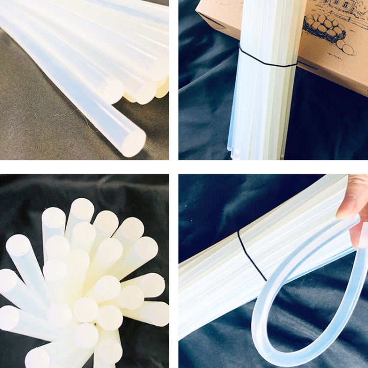 Transparent white hot melt glue sticks with straight rods and small bead tips