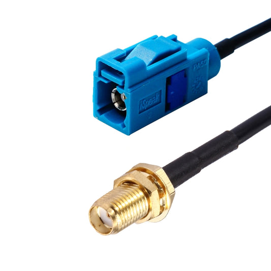 Fakra C female to SMA female adapter cable with blue Fakra connector and black lead