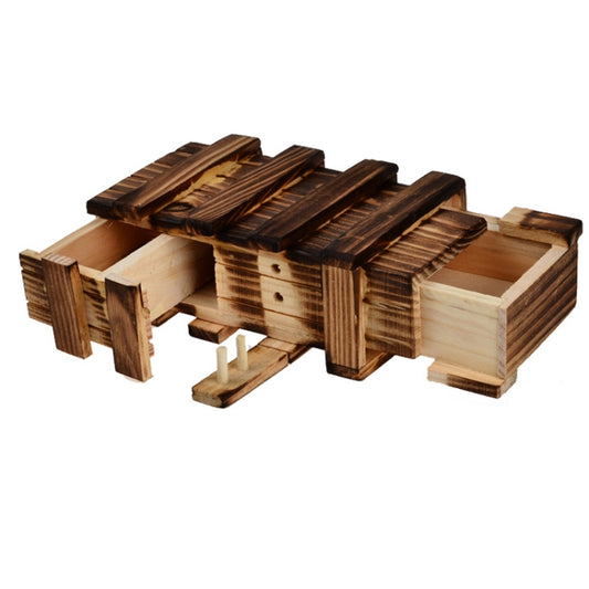 Magic Compartment Wooden Puzzle Box with Secret Drawer, Size: L, Size : L