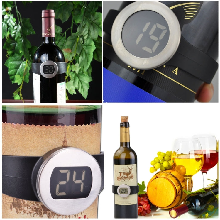 Celsius Degree Digital LCD Display Wine Bottle Thermometer, Suitable Bottle Diameter: 65-80mm (Black + Silver), TL802-TT