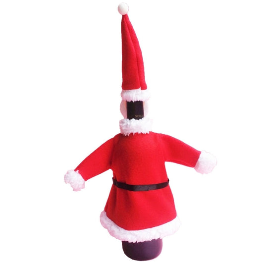 Christmas Dinner Table Santa Decoration Cloth Plush Champagne Wine Bottle Bags Sets, Santa Cloth